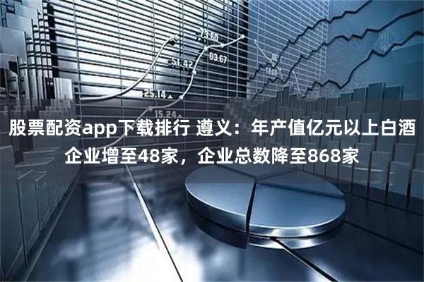 股票配资app下载排行 遵义：年产值亿元以上白酒企业增至48家，企业总数降至868家